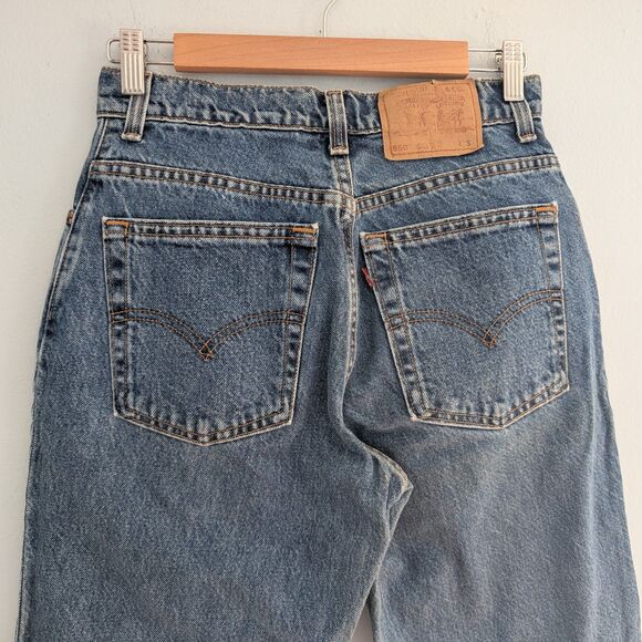 Vintage 90s Levi's 550 Denim Tapered Leg Mom Jeans Relaxed Fit Dark Wash Jrs 9 - Picture 4 of 9